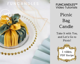 PICNIC BAG candle making course • gift bag candle, vintage bag candle recipe, advanced candle skills