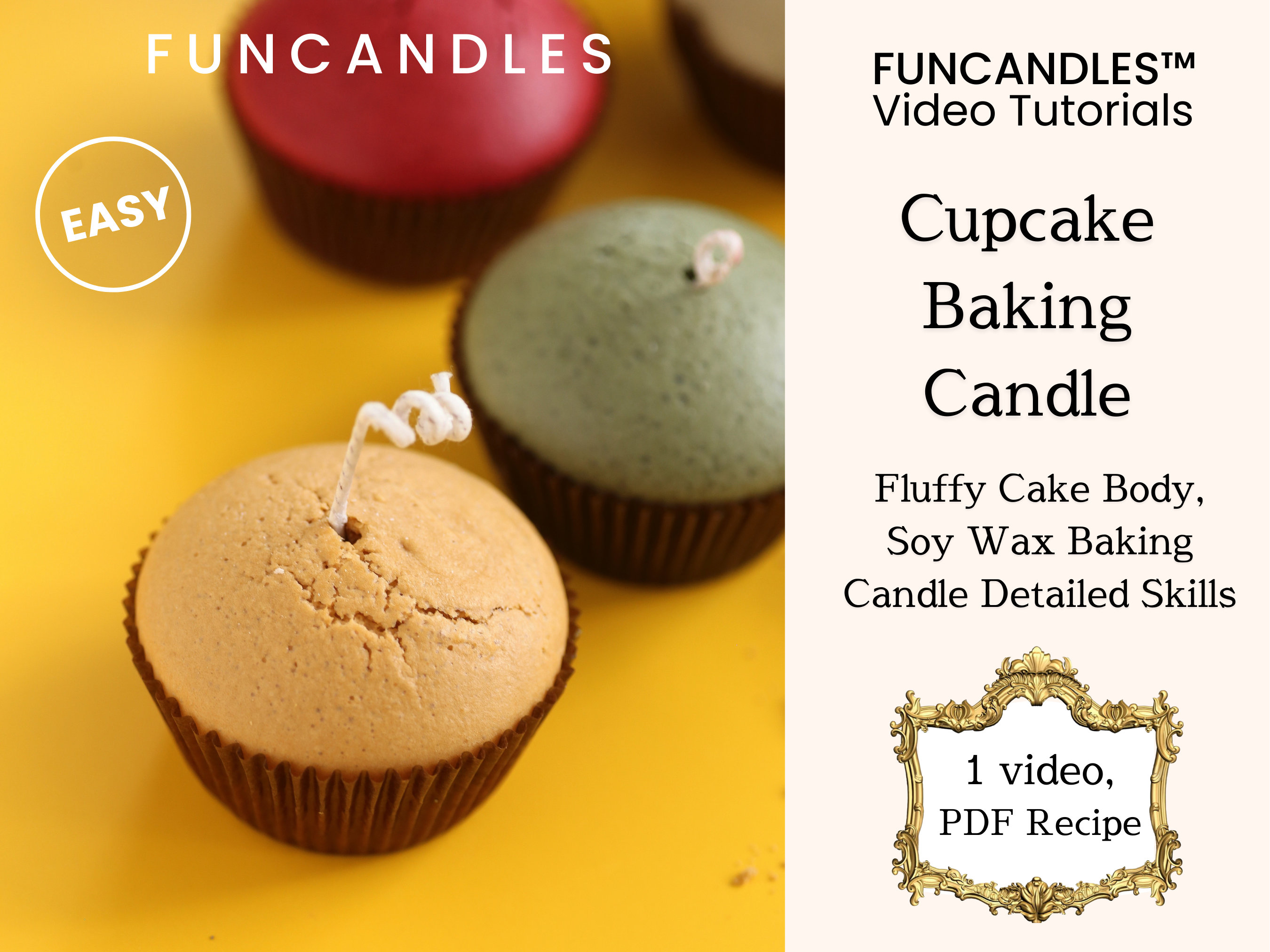 CUPCAKE Baking Candle Making Course Muffin Baking Cake Candle, Soy Wax  Baking Pillar Candle, Good for Beginners 