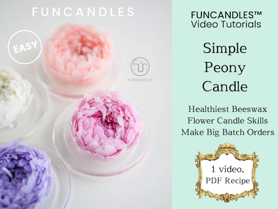 PEONY FLOWER candle making course • healthy beeswax flower, detailed wax flower candle recipe, good for beginners