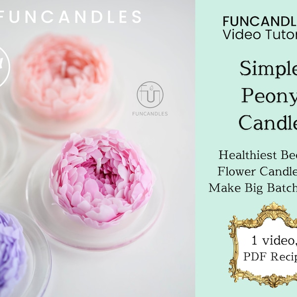 PEONY FLOWER candle making course • healthy beeswax flower, detailed wax flower candle recipe, good for beginners