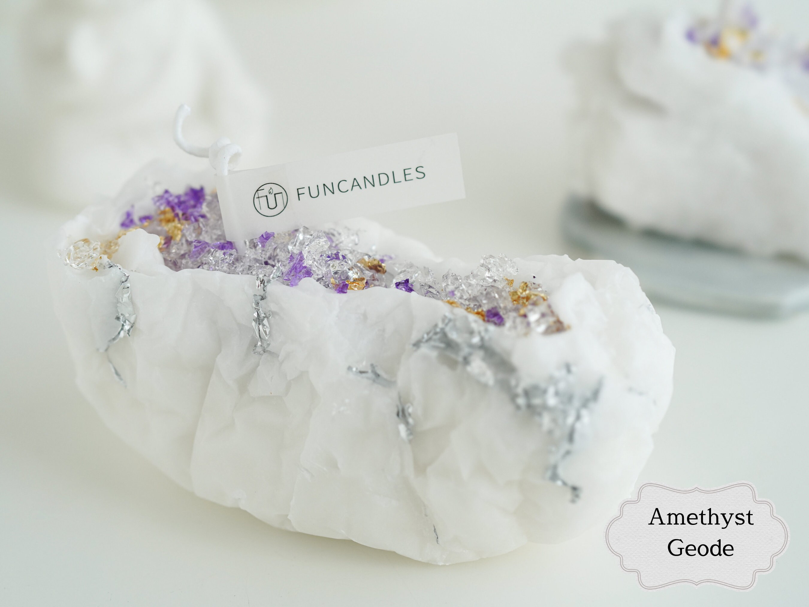 AMETHYST GEODE Crystal Candle Making Course Gold Titanium, Purple