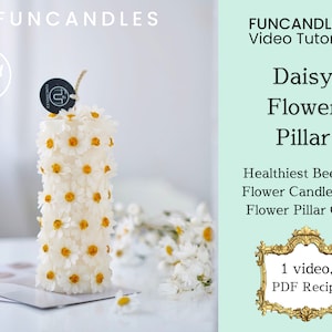 DAISY FLOWER pillar candle making course • healthy beeswax flower, detailed wax flower candle recipe, good for beginners
