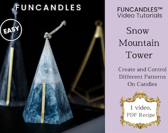 SNOW MOUNTAIN tower candle making course • crystal pattern, feather pattern pillar, palm wax candle recipe, good for beginners