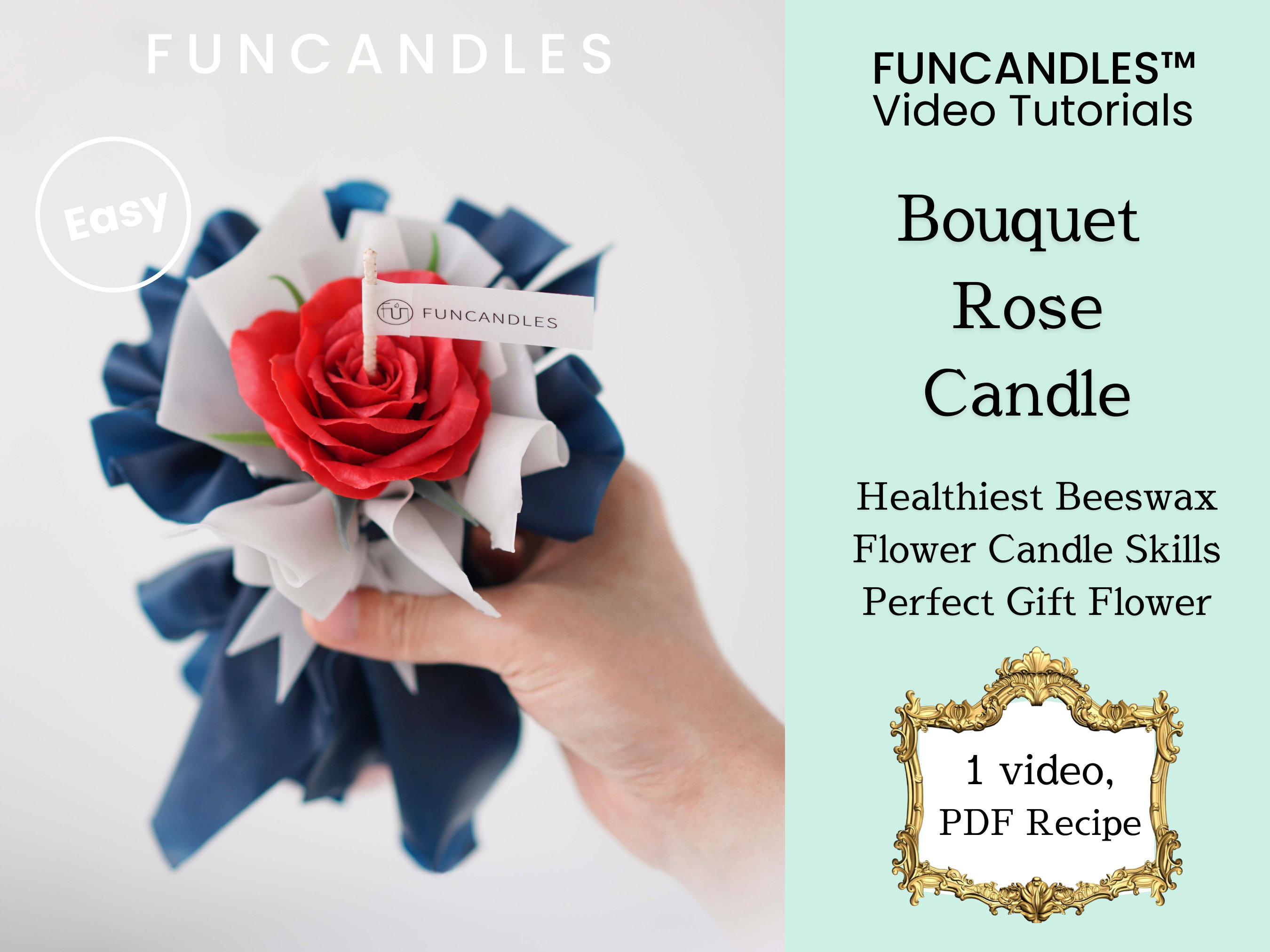 BOUQUET ROSE candle making course • healthy beeswax flower candle, rose flower candle recipe, good for beginners
