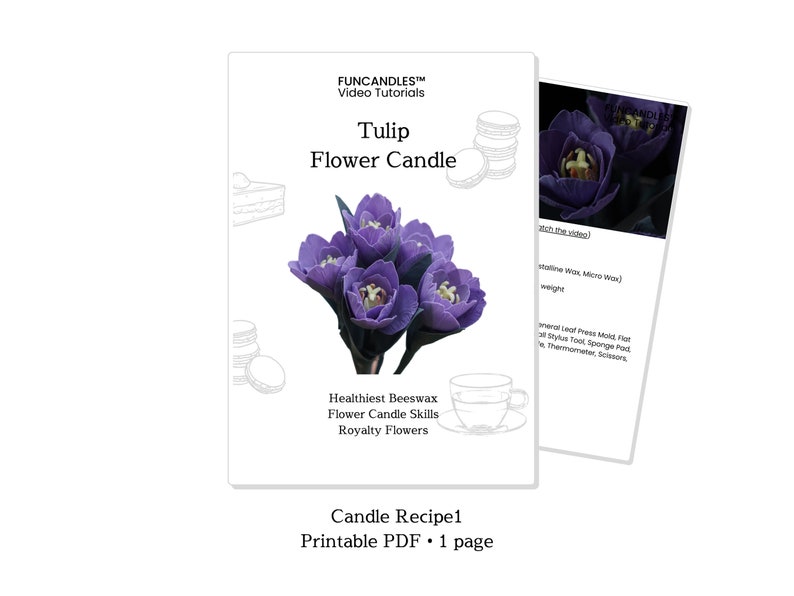 TULIP Flower Candle Making Course Healthy Beeswax Candle, Purple Tulip