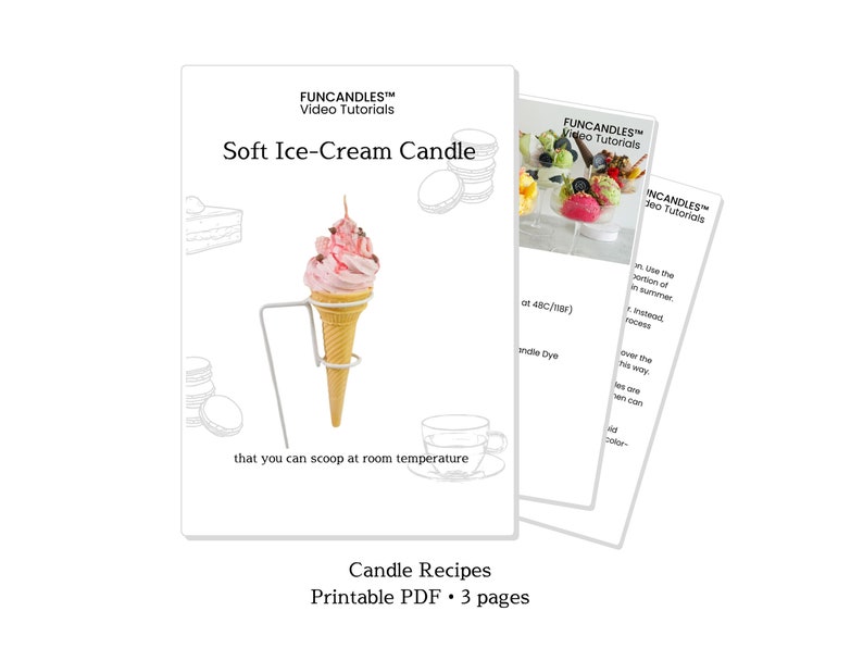 ICE CREAM Soft Candle Making Course Dessert Candle Recipe, Soy Wax Soft