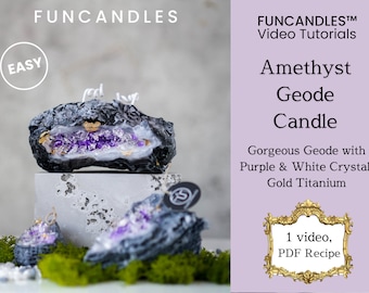 AMETHYST GEODE crystal candle making course • gold titanium, purple & white crystal candle recipe, good for beginners