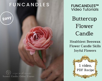 Curso de fabricación de velas de flores BUTTERCUP • vela de cera de abejas saludable, receta de velas de ranúnculo de jardín, buena para principiantes