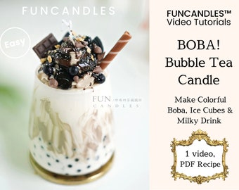 Curso de elaboración de velas con bebida BOBA BUBBLE MILK • receta de velas suaves, vela de postre, buena para principiantes, evento con velas