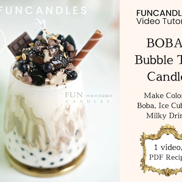 BOBA BUBBLE MILK drink candle making course • soft candle recipe, dessert candle, good for beginners, candle event