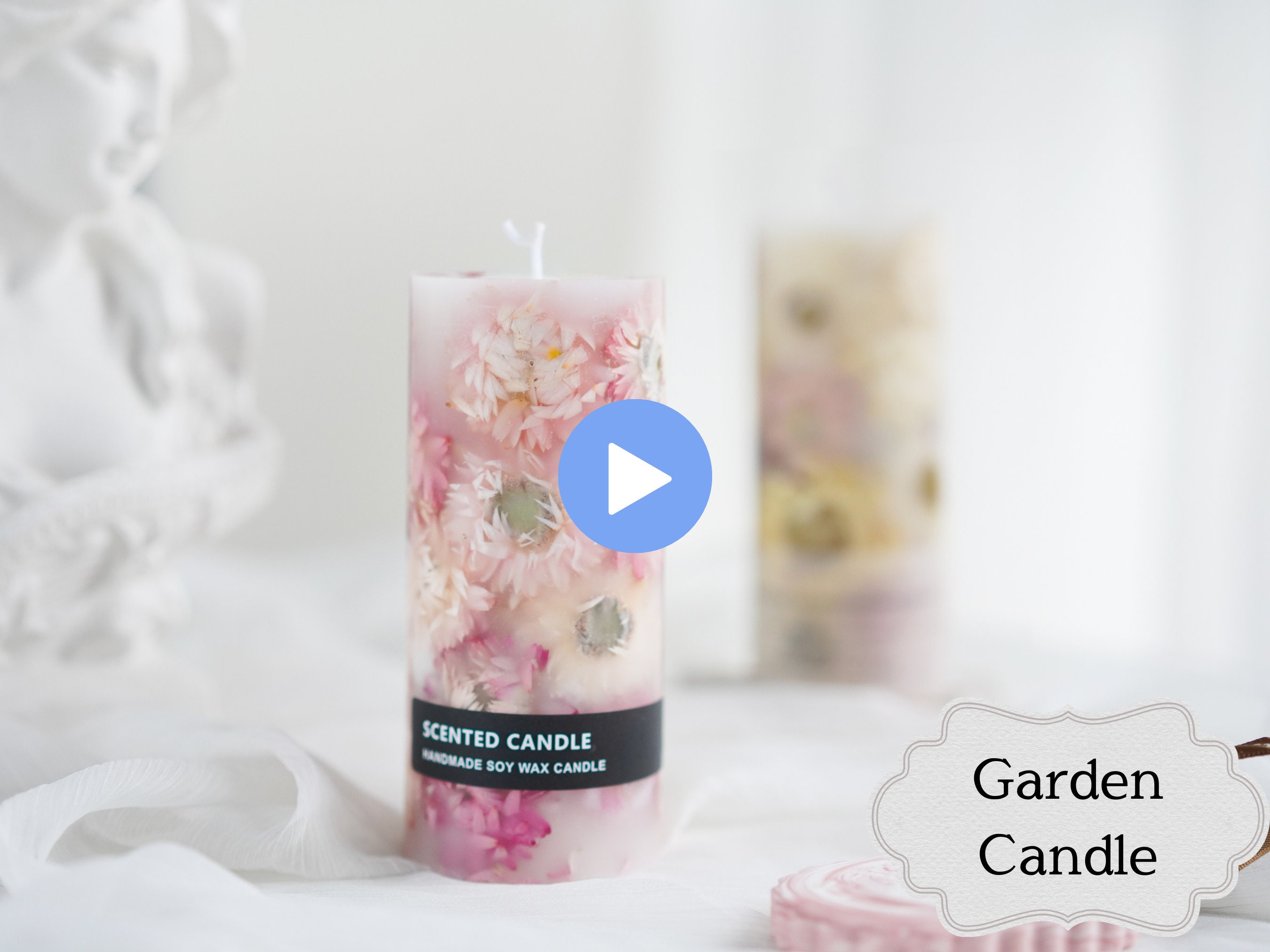 GARDEN PILLAR Candle Making Course Flower Garden Candle Recipe, Dried