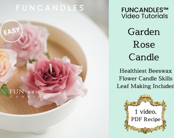 Curso de fabricación de velas con FLORES DE ROSAS • vela de flores de cera de abejas saludable, receta de velas de rosas de jardín, buena para principiantes