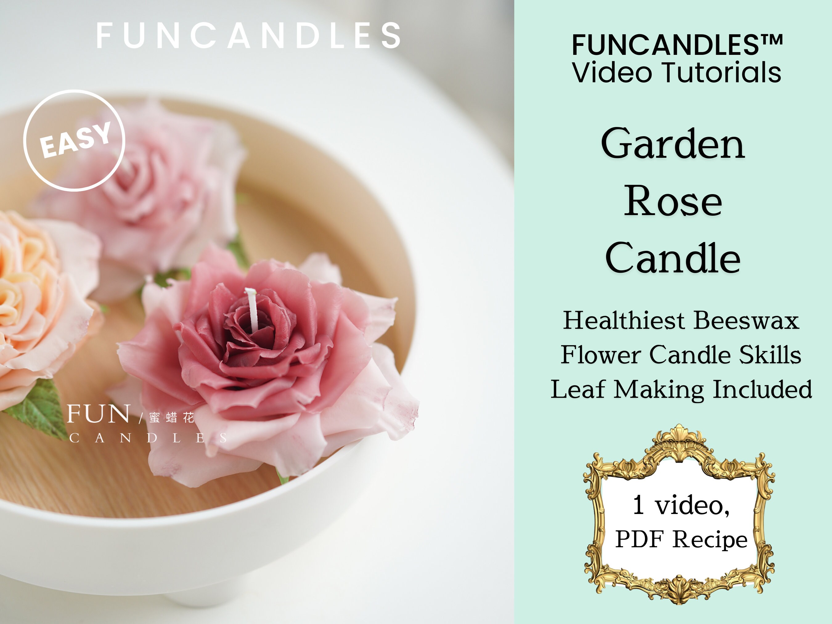 ROSE FLOWER Candle Making Course • Healthy Beeswax Flower Candle ...