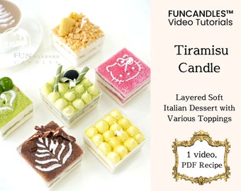 TIRAMISU soft layer cake candle making course • soft at room temperature, dessert candle recipe, good for beginners, candle event