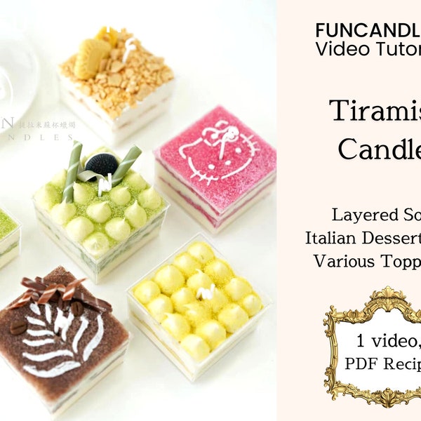 TIRAMISU soft layer cake candle making course • soft at room temperature, dessert candle recipe, good for beginners, candle event
