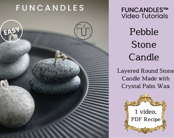 PEBBLE STONE candle making course • layered rock candle, round stone candle recipe, good for beginners