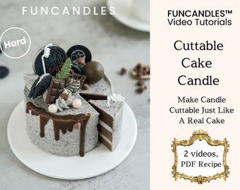 CUTTABLE CAKE candle making course • birthday cake candle recipe, soft chocolate dessert candle, oreo baked candle, cut with a knife