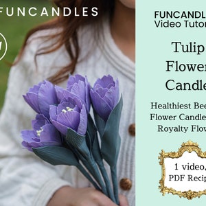 TULIP flower candle making course • healthy beeswax candle, purple tulip candle recipe, good for beginners