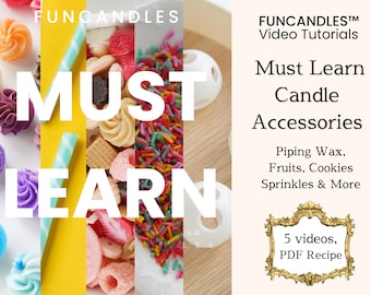 5-in-1 • CANDLE ACCESSORIES must learn candle making decors • piping wax, chocolate roll, sprinkles, food candle recipe, good for beginners