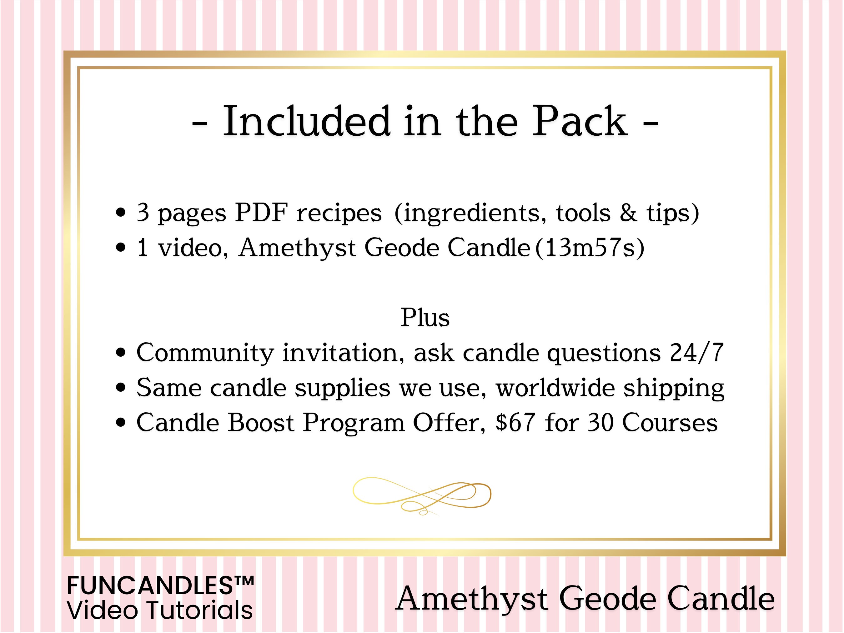 AMETHYST GEODE Crystal Candle Making Course Gold Titanium, Purple