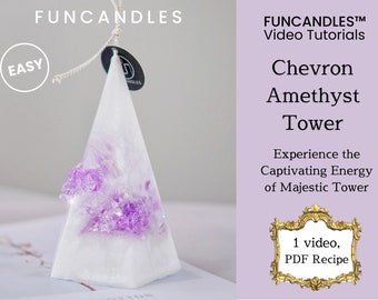AMETHYST TOWER crystal candle making course • purple crystal candle, chevron crystal candle recipe, good for beginners