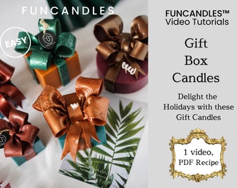 GIFT BOX candle making course • shinny bowknot candle, holiday candle recipe, soy wax gift candle, good for beginners