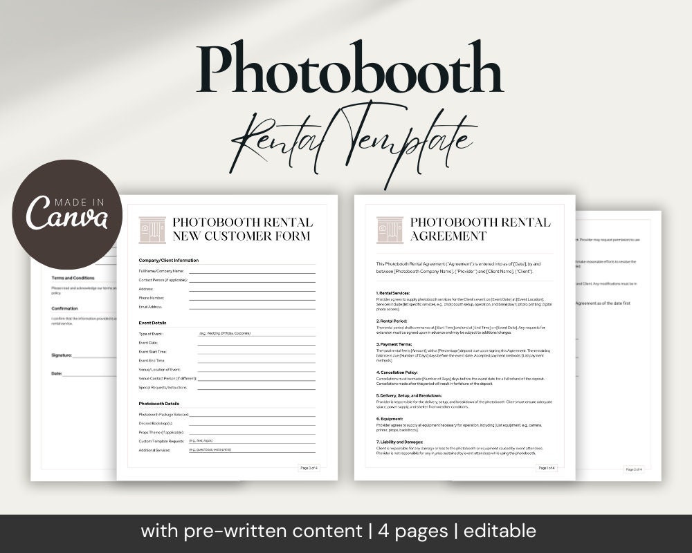Photo Booth Contract Template Photo Booth Template Photo Booth Rental Agreement Editable Photo Booth Contract Template Photo Booth Template Photo Booth Rental Agreement Editable