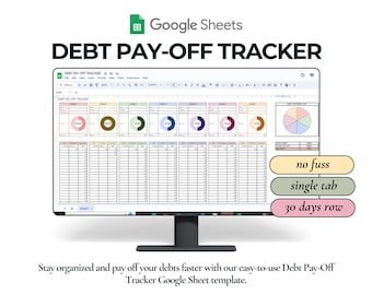 Simple Debt Payoff Tracker Google Sheets, Debt Payoff Calculator, Debt Tracker Google Sheets, Debt Payment tracker, Payoff Debt Tracker