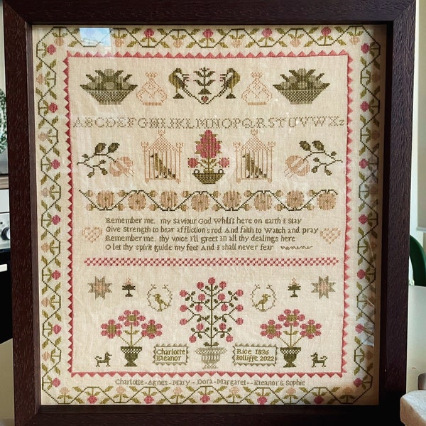 Charlotte Rice 1836- our family sampler- PDF cross stitch chart