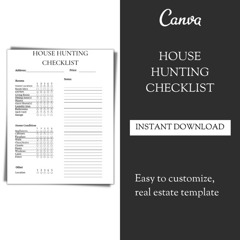 Basic House Hunting Checklist Etsy