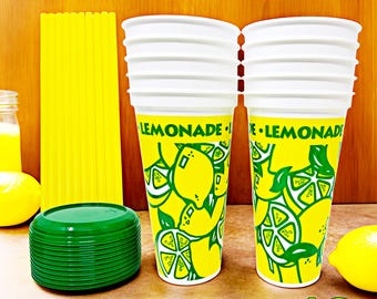 10 Made in America 16-32oz Reusable Lemonade Souvenir Cups with Straw and Lid - Drinkware