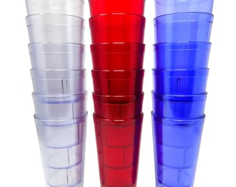 The Kitchen Boutique Red White & Blue 20oz Tumblers – 2,4, or 6 Pack - Heavy-Duty, Shatterproof, Reusable, Stackable, BPA Free