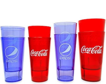 The Kitchen Boutique Coca-Cola & Pepsi Tumblers, 20oz/22oz/24oz/32oz – 2 Pack - Heavy-Duty, Shatterproof, Reusable, Stackable, BPA Free
