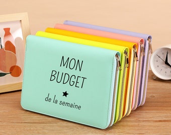 Classeur Budget Personnalisé avec fermeture zippée et 6 enveloppes personnalisables + fiche suivi budget en Français, Format A6, Epargne