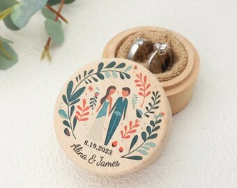 Wooden wedding ring box personalized, Engagement ring box, Proposal ring box, Ring bearer box, Rustic Wedding double ring box, Ceremony ring