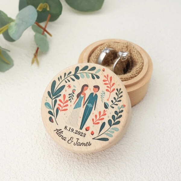 Boîtes à alliances en bois personnalisée, Boite alliances mariage originale, Mariage champêtre, rustique chic, Cadeau futurs mariés