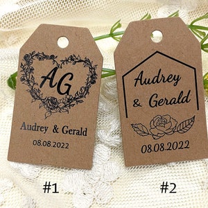 Wedding Favor tags personalized with names and wedding date, Rustic Wedding Kraft Tags Custom Favor Boxes Tags image 7