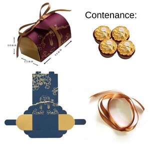 Boîtes cadeaux invités Mariage avec ruban, Petites Boites coffret pour Ferrero Rocher, bonbons ou chocolats image 9