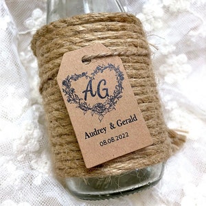 Wedding Favor tags personalized with names and wedding date, Rustic Wedding Kraft Tags Custom Favor Boxes Tags image 4