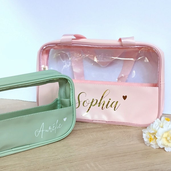 Custom Clear Makeup bag, Cosmetic Bag, Bridesmaid Gifts, PVC Toiletry Bag, Makeup organizer, Transparent Makeup Pouch, Gift for her