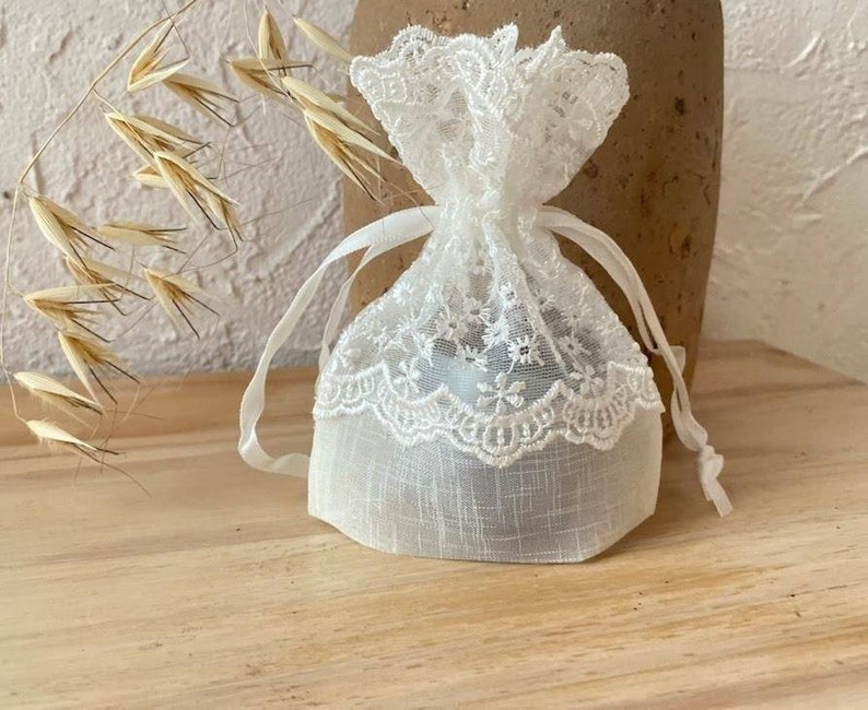 Lace Wedding Favor Bags, Wedding candy bags, Lace favor bags , Baby shower favors candy bags lace drawstring bags wedding favors image 8