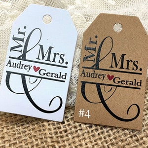 Wedding Favor tags personalized with names and wedding date, Rustic Wedding Kraft Tags Custom Favor Boxes Tags #4