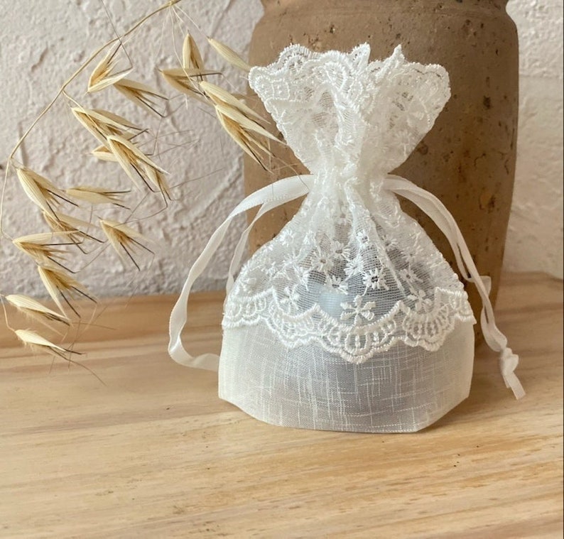 Lace Wedding Favor Bags, Wedding candy bags, Lace favor bags , Baby shower favors candy bags lace drawstring bags wedding favors image 1