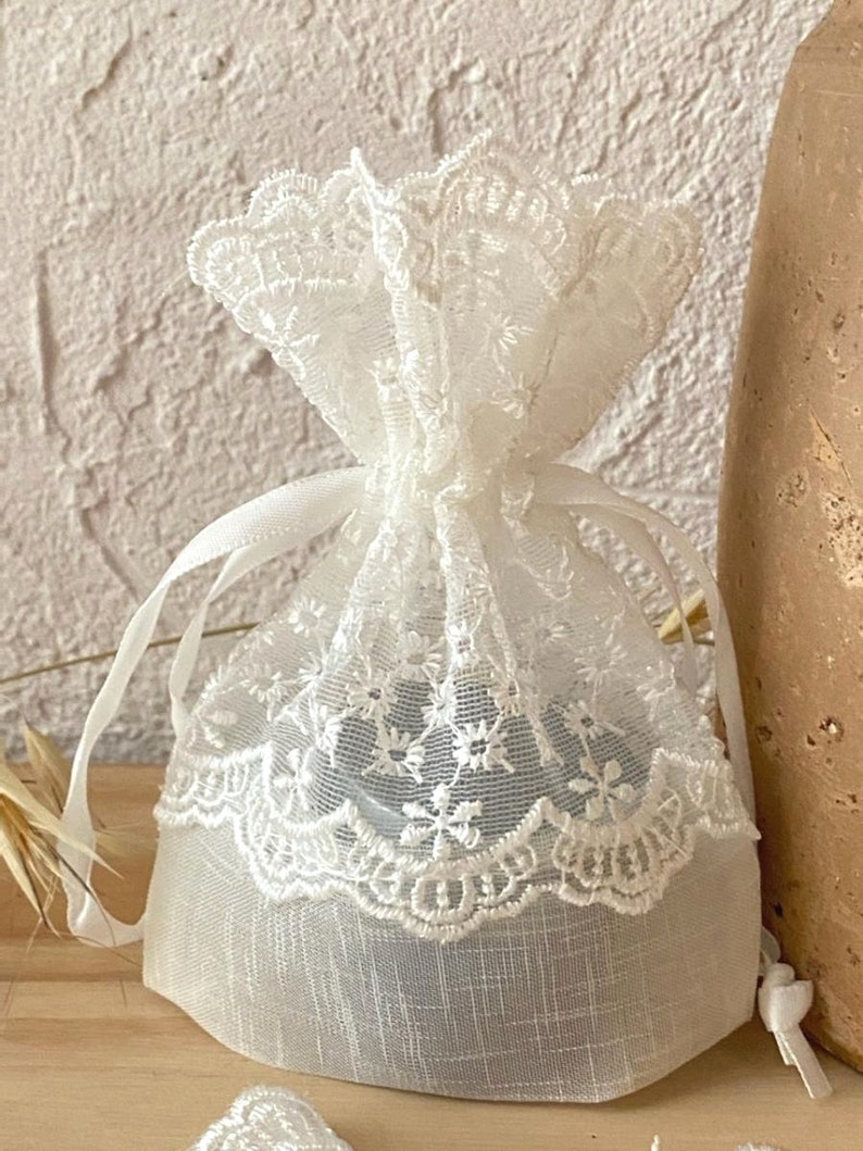 Lace Wedding Favor Bags, Wedding candy bags, Lace favor bags , Baby shower favors candy bags lace drawstring bags wedding favors image 3