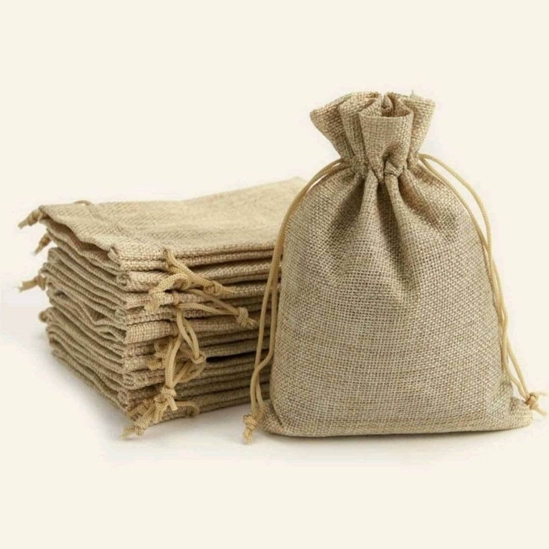 10pcs Cotton Burlap Jewelry Bag Small Nature Canvas Bags for Necklace  Earring Ring Pouch Wedding Christmas Party Candy Gift Bag (Size : 15x20cm,  Color