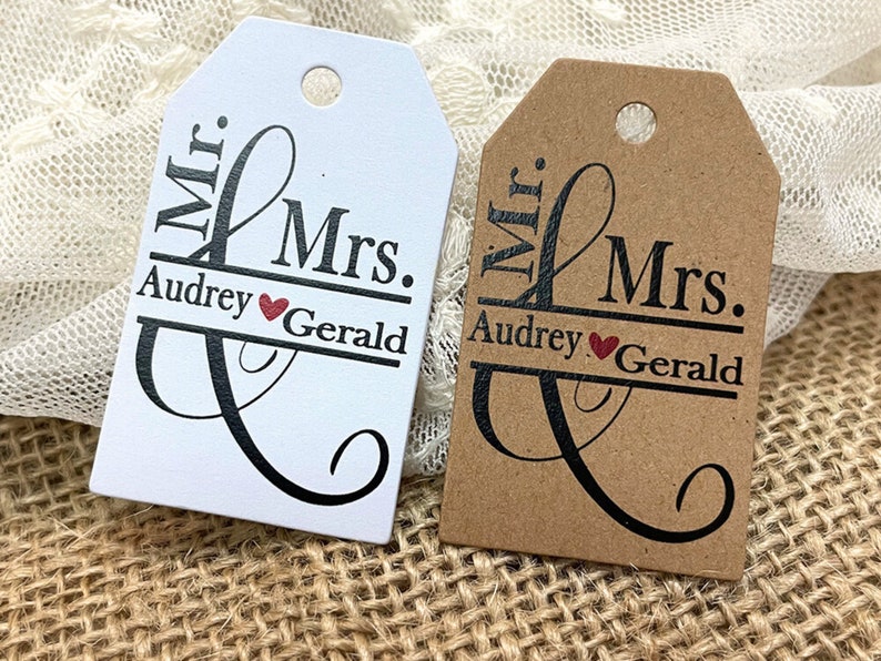 Wedding Favor tags personalized with names and wedding date, Rustic Wedding Kraft Tags Custom Favor Boxes Tags image 6