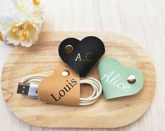 Personalized Cord Keeper, Heart Earbud Organizer, Cord Organizer, Cable Ties, Cord Management, Earphone Cable Holde,r Travel Gift,