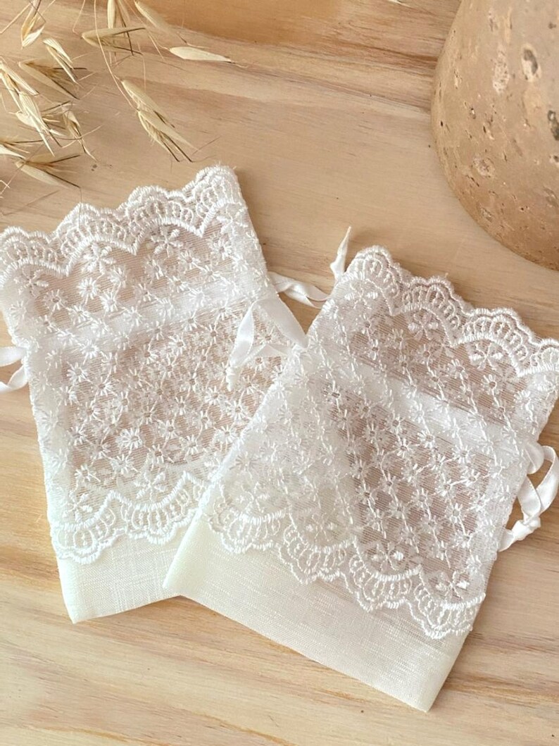 Lace Wedding Favor Bags, Wedding candy bags, Lace favor bags , Baby shower favors candy bags lace drawstring bags wedding favors image 4