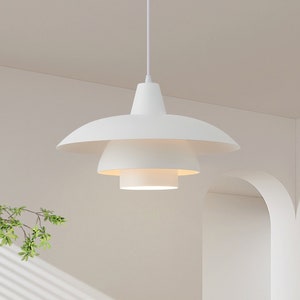 Scandinavian Style Pendant Light with Tiered Shade Detail, Perfect for Kitchen, Dining, Bedroom and Entryway Modern Nordic image 1