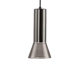 Modern Farmhouse Indoor Pendant Light With Blown Glass Shade - Cylindrical Ceiling Down Light GU10 Base